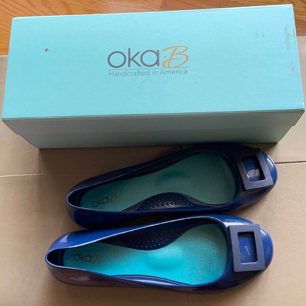 Oka.B blue ballet flat all handmade shoe size 7